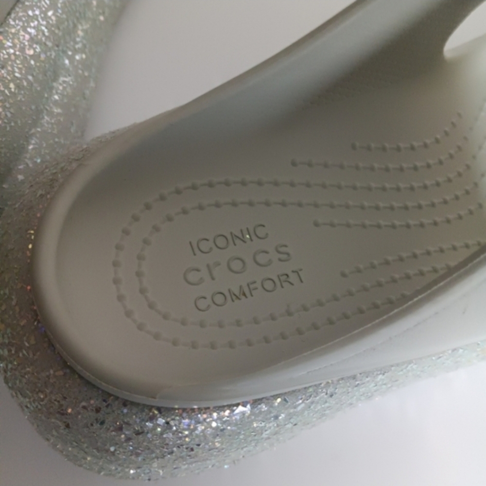 Crocs Crush Glitter Platform Shoes In Gray Size 6 Junior Girls - Picture 3 of 5